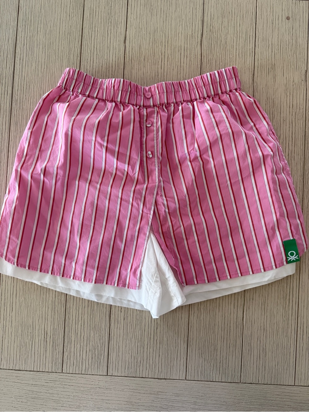 United Colors Of Benetton Pink Striped Layered Athletic Skort